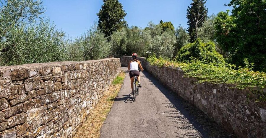 Florence: Tuscany Bike Tour with Wine & Olive Oil - Villa Poggio Imperiale and the first countryside views