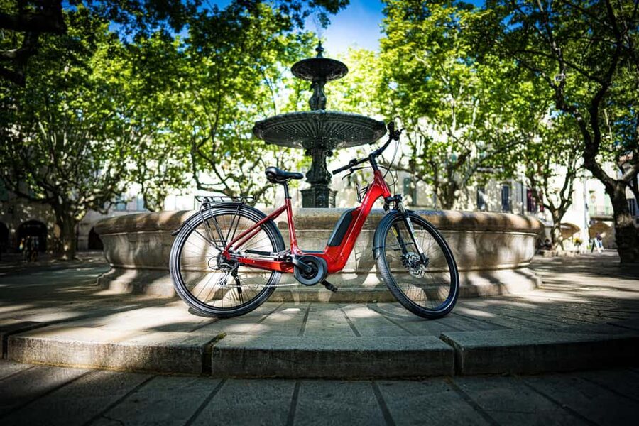 Picnic in the middle of olive groves by e-bike - Following the route on your smartphone