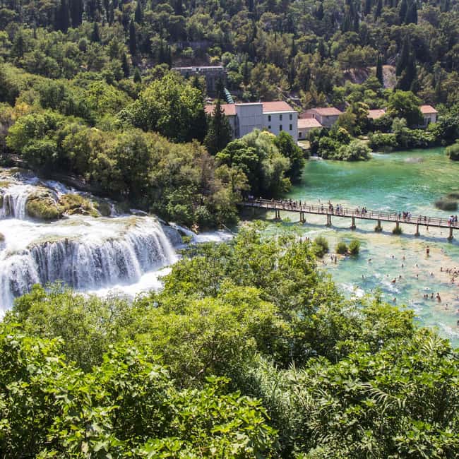 Šibenik or Zadar: Krka falls, olive mill, oil & wine tasting - Skradinski Buk is the visual high point